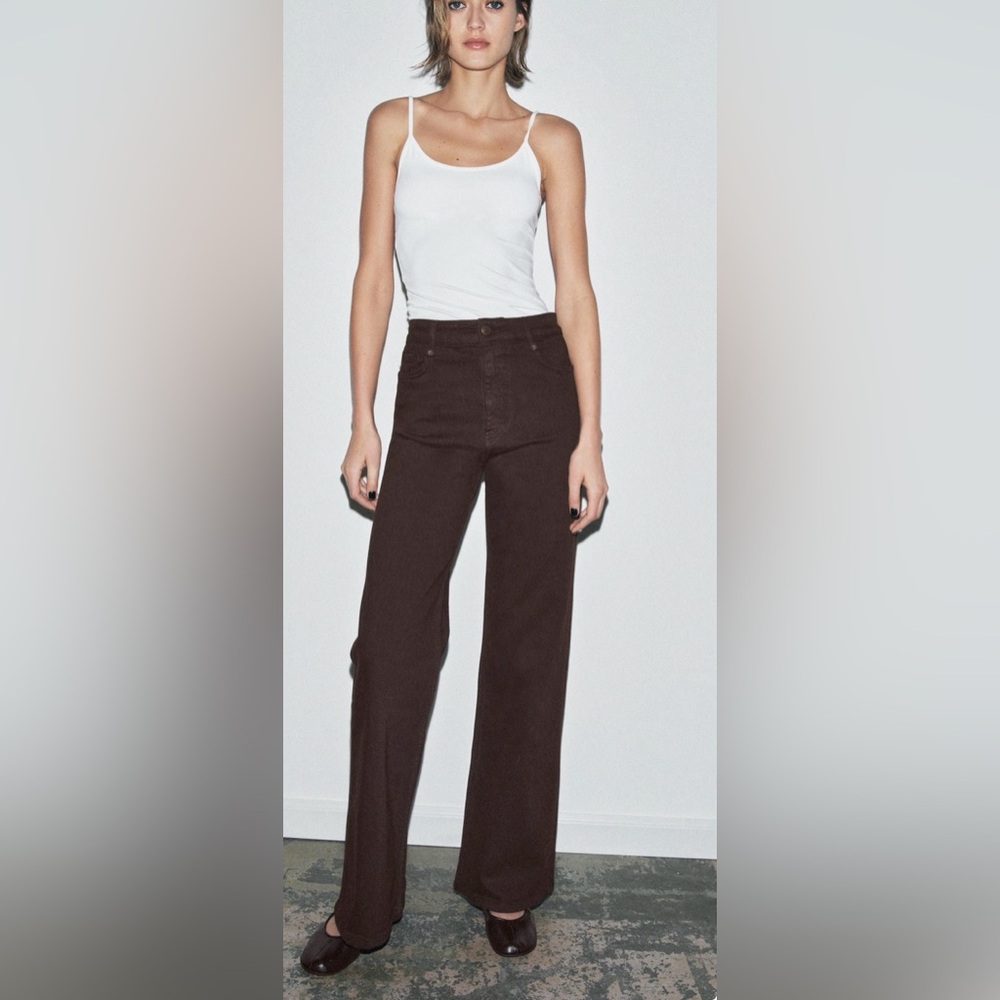 ZARA Brown Straight-Leg Jeans - Picture 11 of 11